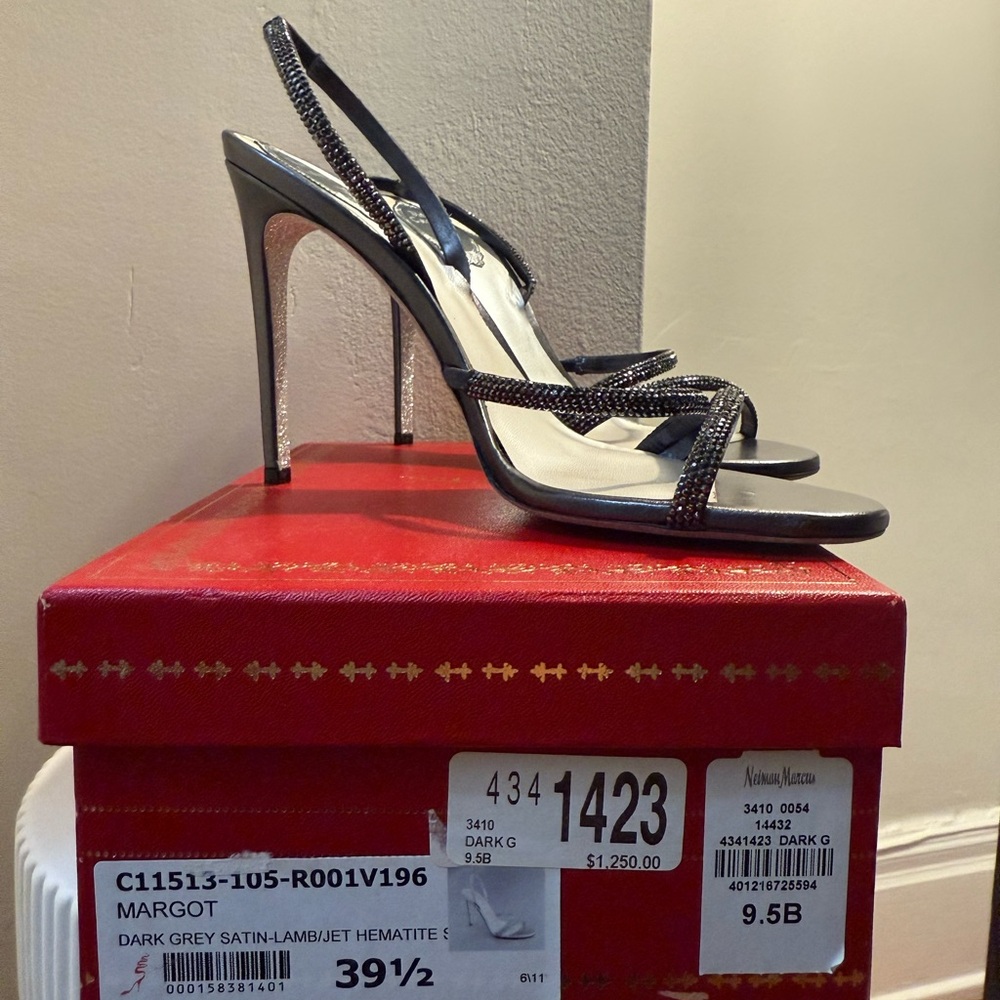 Rene Caovilla Margot Black Strappy Heels - Picture 2 of 6